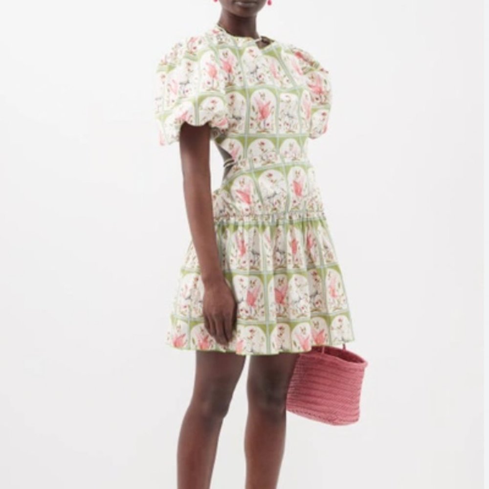 AGUA BY AGUA BENDITA Verao avian-print cotton-poplin mini dress - Picture 1 of 9